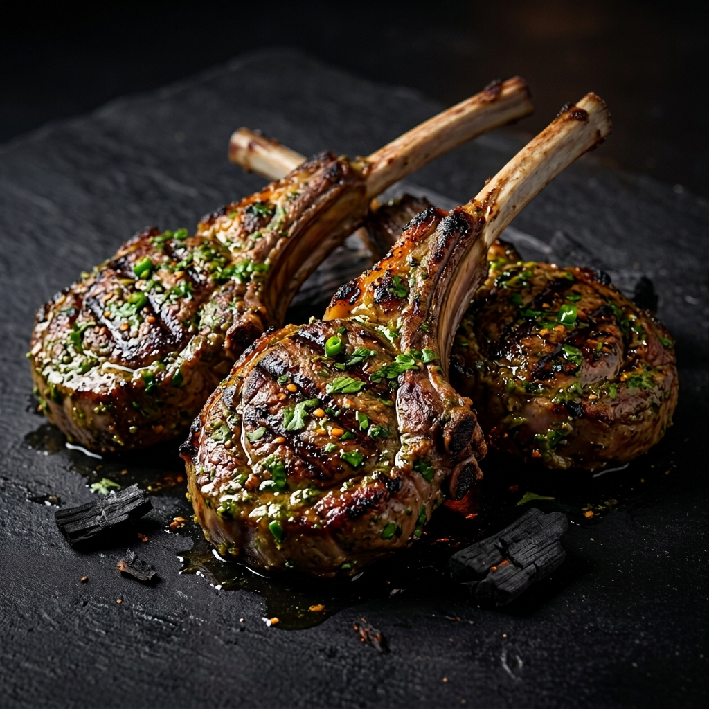 French Trimmed Double Cut Green Chilli & Coriander Lamb Chops